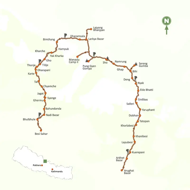 Manaslu Circuit Trek Map