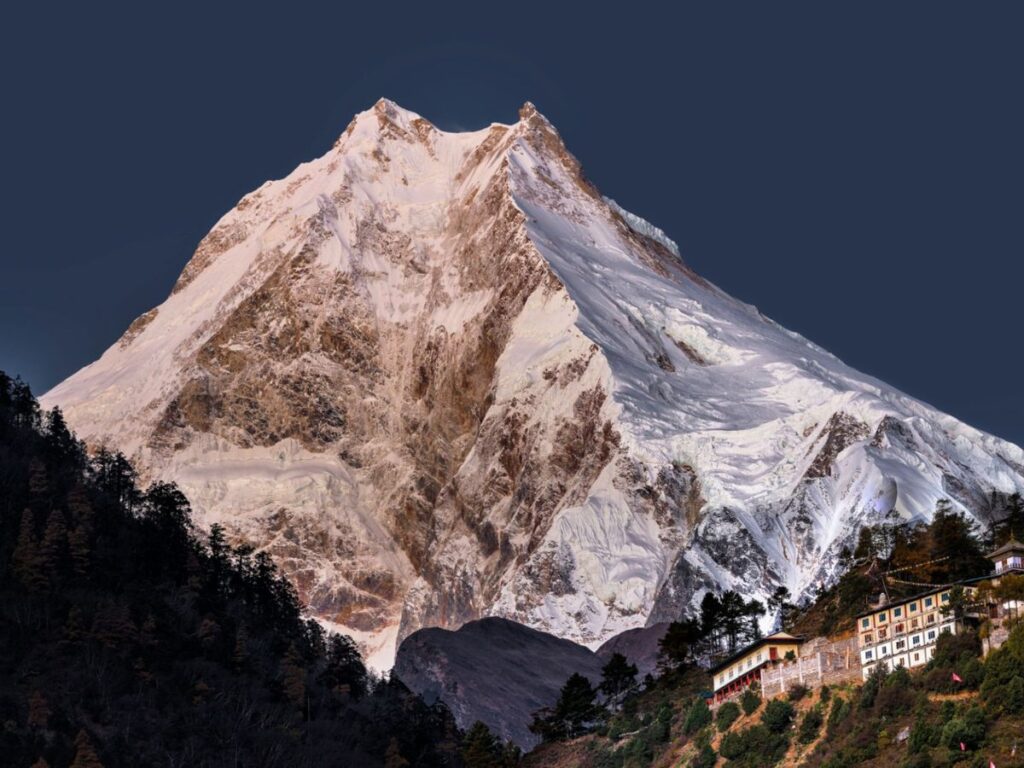 Mount Manaslu from Lho Village
