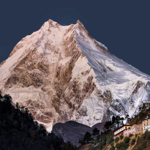 Mount Manaslu from Lho Village