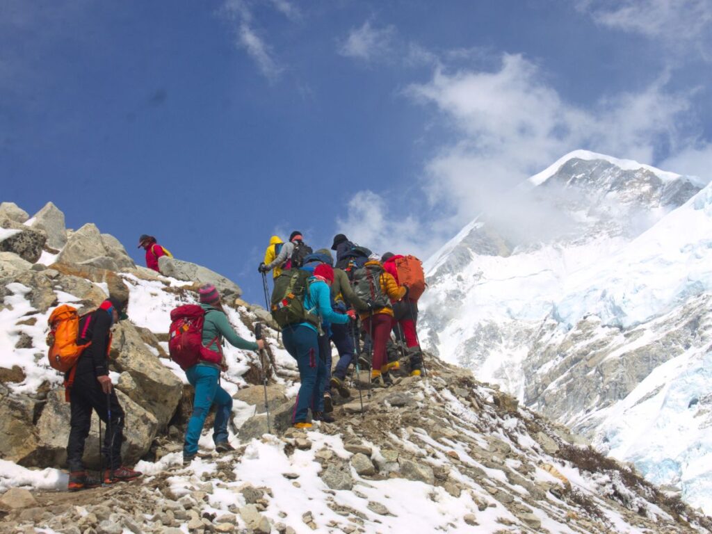 Trekkers heading to Everest Base Camp.