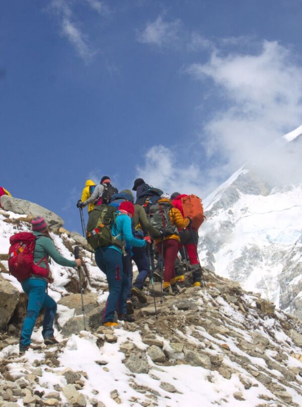 Trekkers heading to Everest Base Camp.